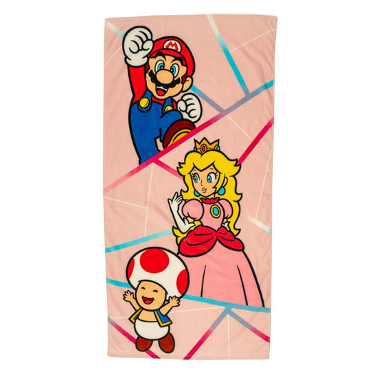 Franco Super Mario Girl Princess Peach Kids Super Soft Cotton Bath/Pool/Beach Towel, 58 in x 28 in, (Officially Licensed Product)