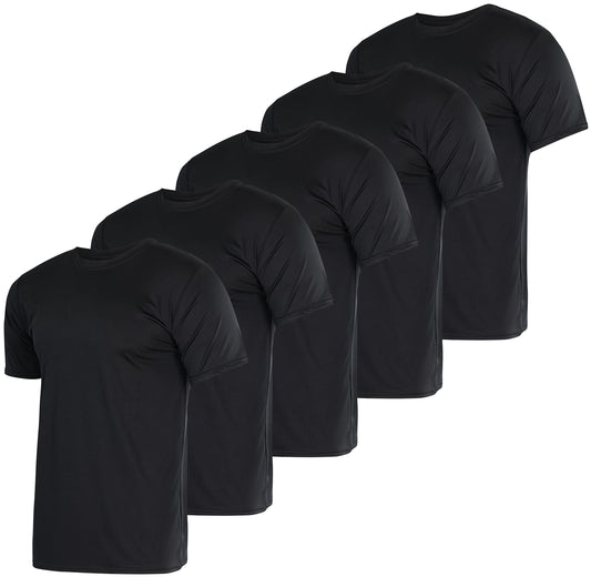 5 Pack Men’s Active Quick Dri Dry Fit Crew Neck T Shirts Athletic Running Gym Workout Short Sleeve Tee Tops Camisas Para Hombres Summer