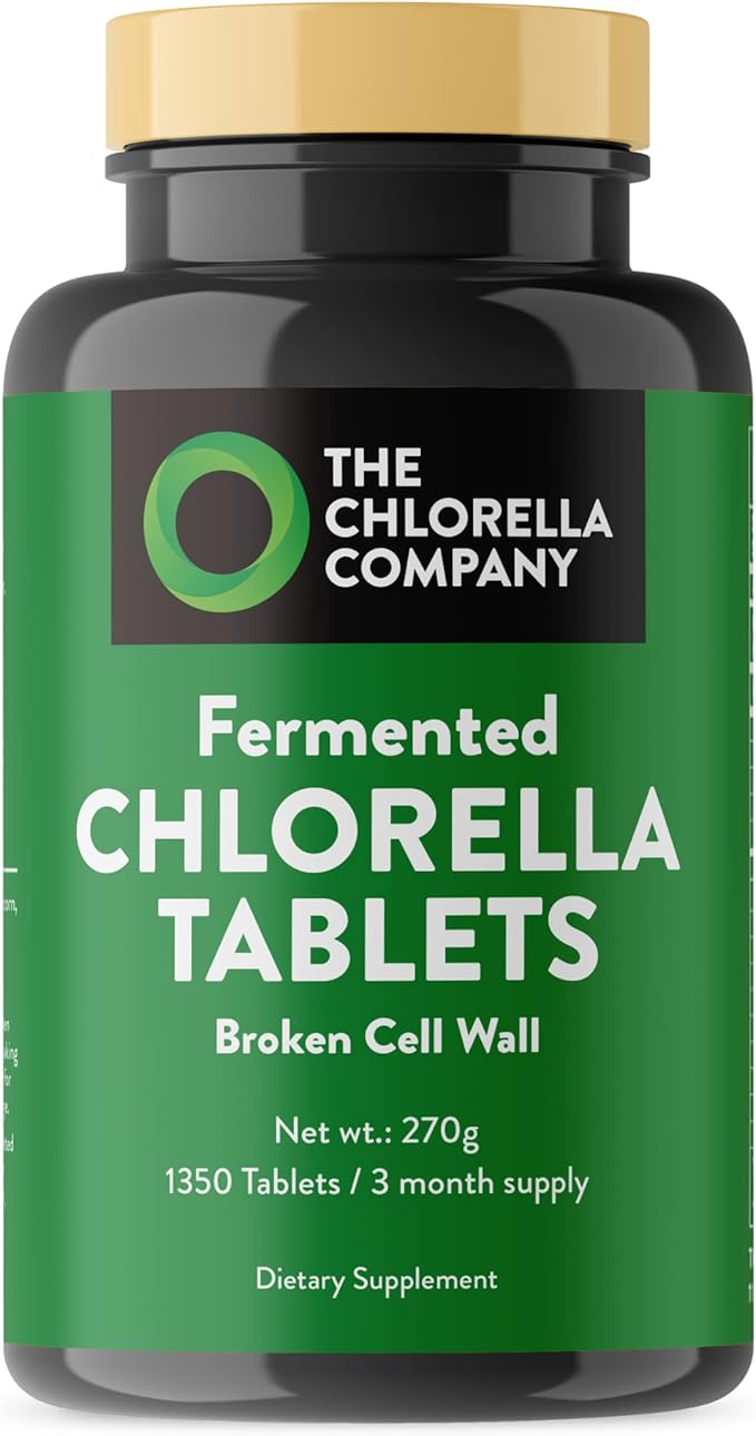 | Fermented Chlorella Tablets | Broken Cell Wall | 1,350 Tablets | Chlorophyll | Supergreens | Gluten-Free | Vegan | Non-GMO