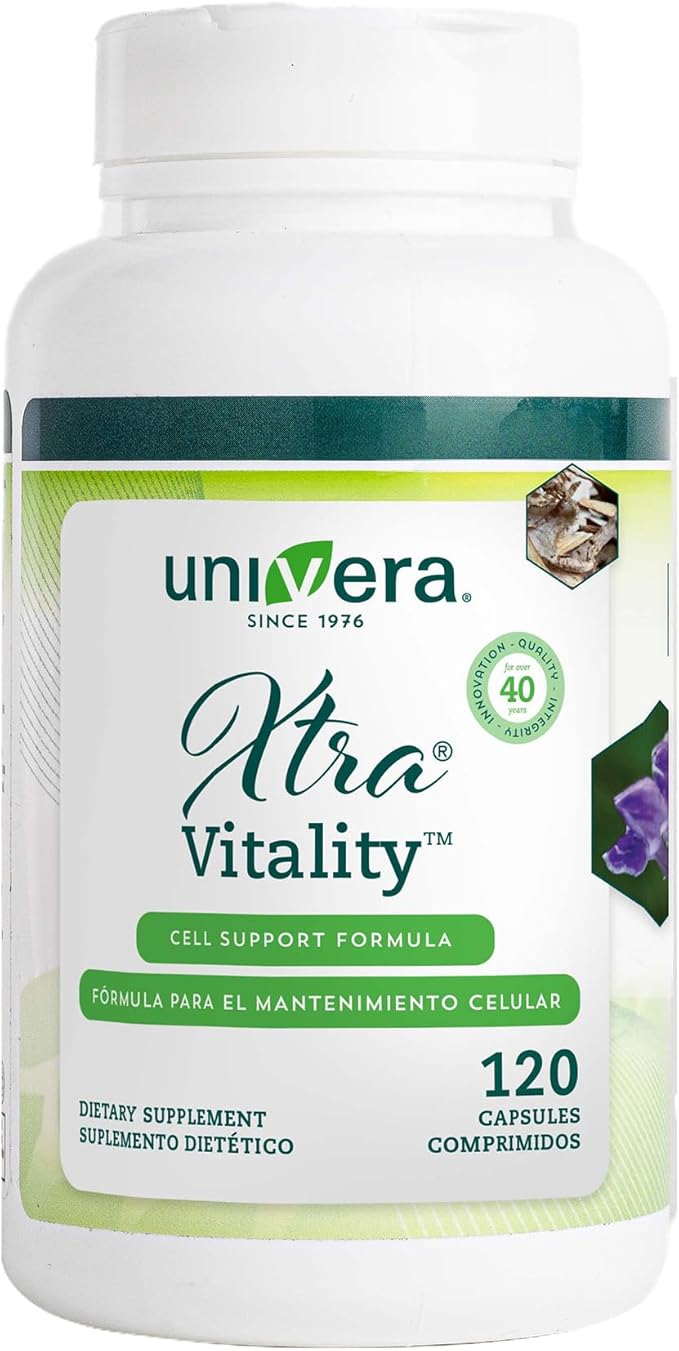 Univera Xtra Vitality - Cell Support Formula - Green Tea Extract, Vitamin B6, American Ginseng Extract, Ashwagandha, Univestin for Joint Health, 120 Capsules