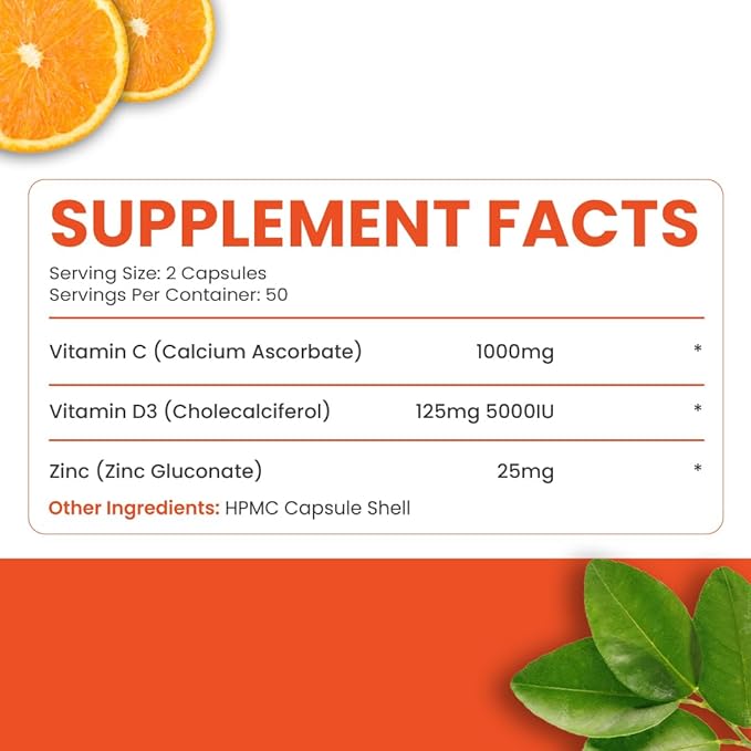 Vitamin Complex w/Vitamin D3, C, K2 and Zinc (100 Capsules) - Filler Free, 3rd Party Tested, Clinically Dosed, Bioavailable Forms