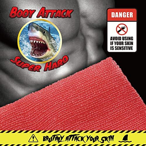 Extra Rough, Exfoliating Washcloth [Made in Japan] Exfoliating Towel Special Texture Makes Fluffy Foam Lather, Back Scrubber, Dead Skin Cell Remover [Loofah for Women and Men] (Red)