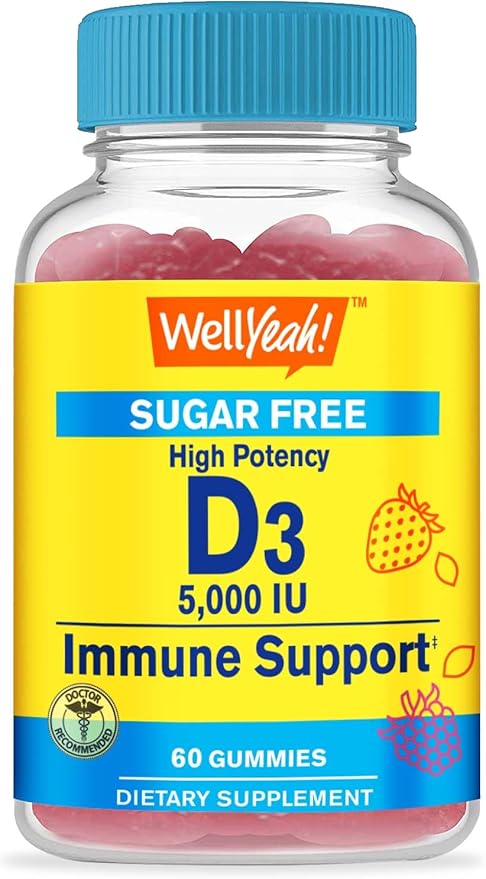 Vitamin D3 5,000 IU Sugar Free + Zinc, Gummies Bundle - Great Tasting, Vitamin Supplement, Gluten Free, GMO Free, Chewable Gummy