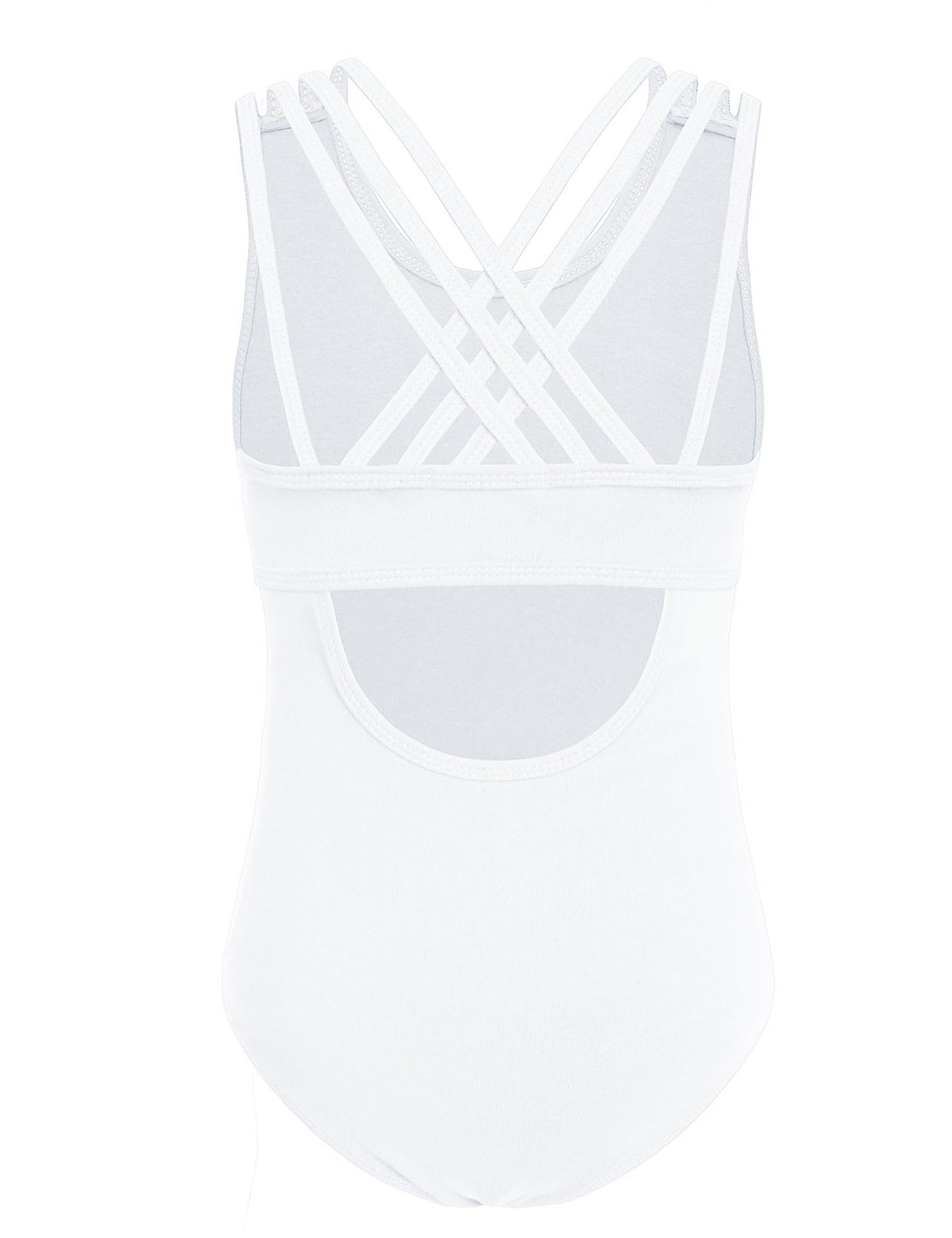 Arshiner Toddler Leotard Ballet Leotards Crisscross Straps Sleeveless Camisole Leotard Kids Dance Outfit,White,5-6 Years