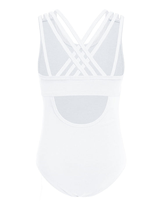 Arshiner Toddler Leotard Ballet Leotards Crisscross Straps Sleeveless Camisole Leotard Kids Dance Outfit,White,5-6 Years