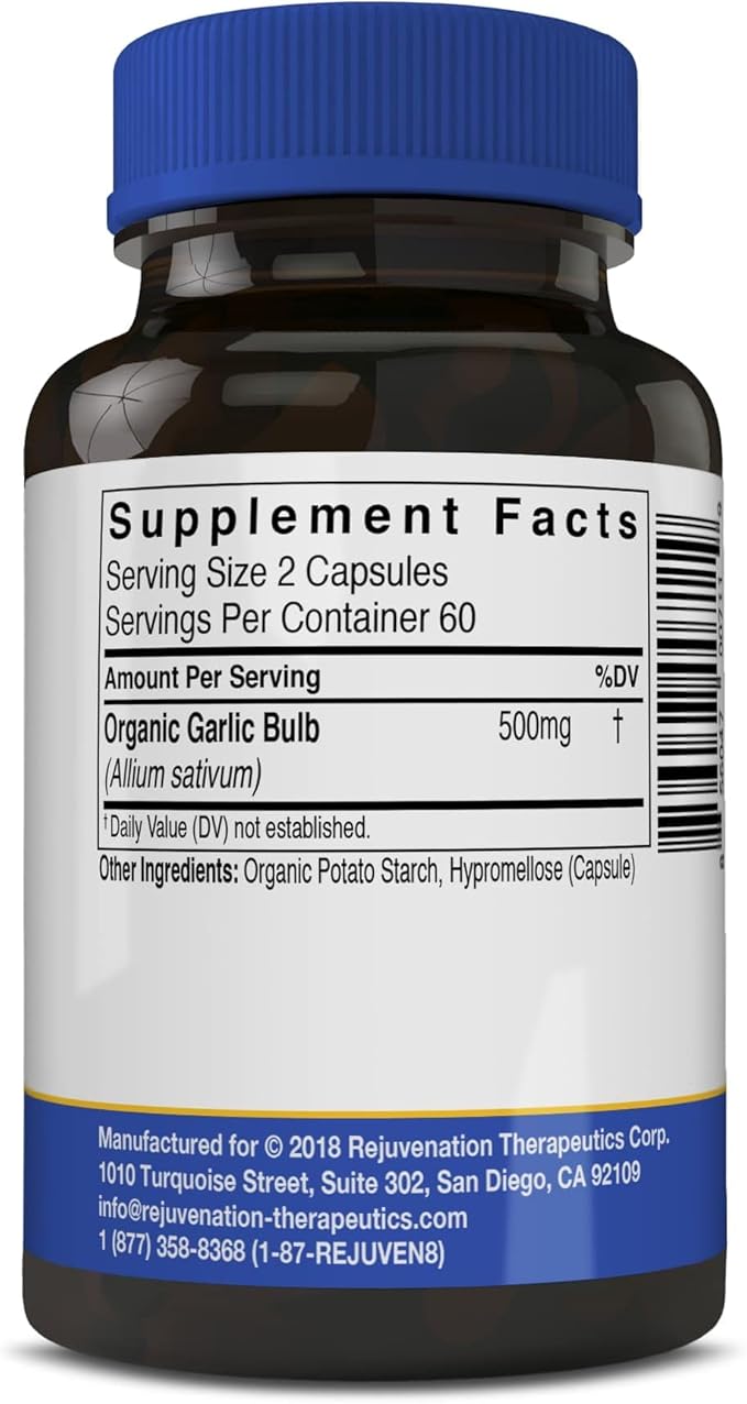 Pure Organic Garlic – Heart Health & Immune System Support (120 Vegan Capsules)