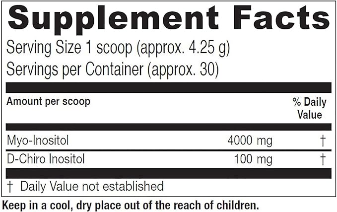 Vitanica Optinositol, Dr Formulated Myo-Inositol & D-Chiro Inositol Powder 4100 mg, 30 Day Supply, Ovulation and Fertility Support Supplement for Women, Gluten Free, Non-GMO, Vegan, 4.4 Ounce