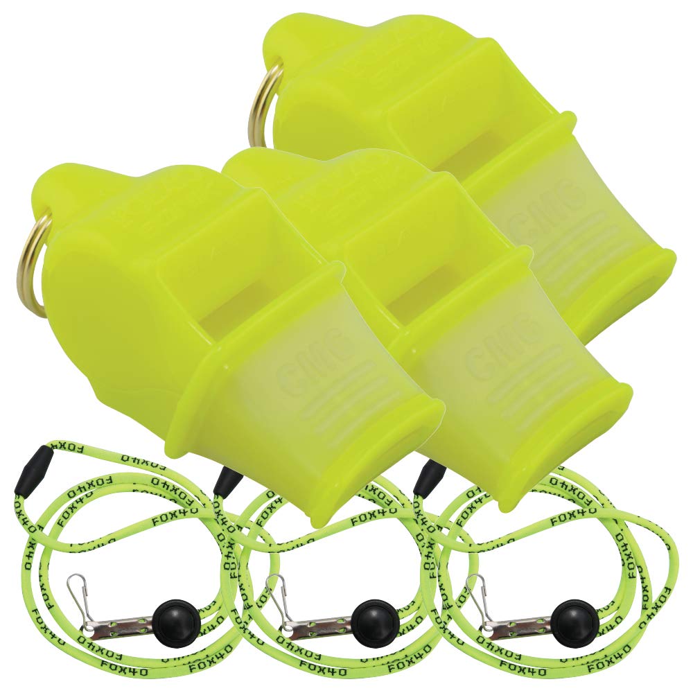Fox 40 Sonik Blast CMG w/Breakaway Lanyard 3 Pack (Neon Yellow)