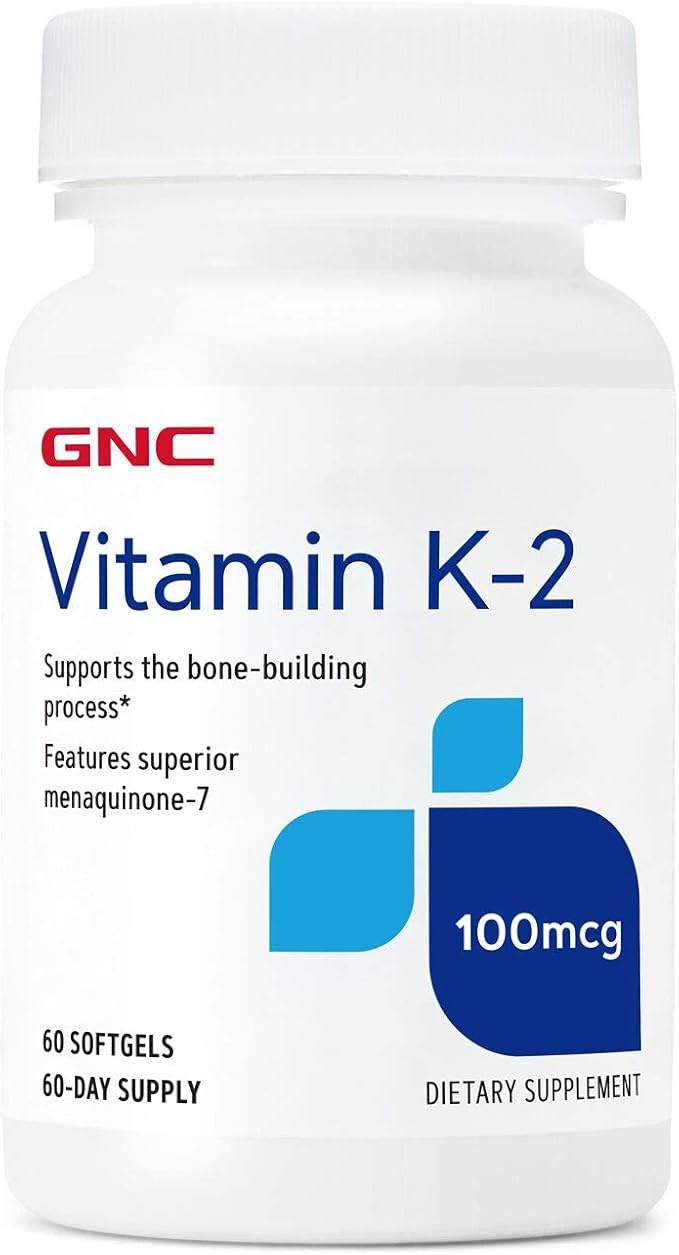 GNC Vitamin K-2 100mcg, 60 Softgels, Supports Bone-Building Process