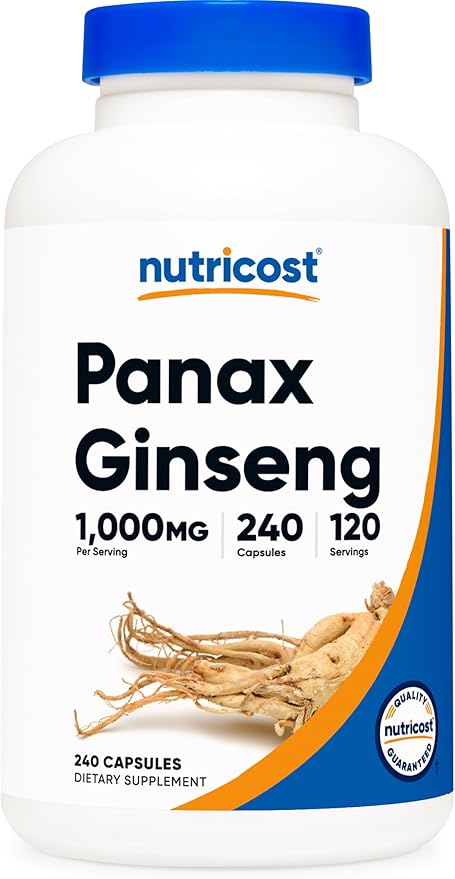 Nutricost Panax Ginseng 1000mg, 240 Capsules - Non GMO, Gluten Free, 120 Servings