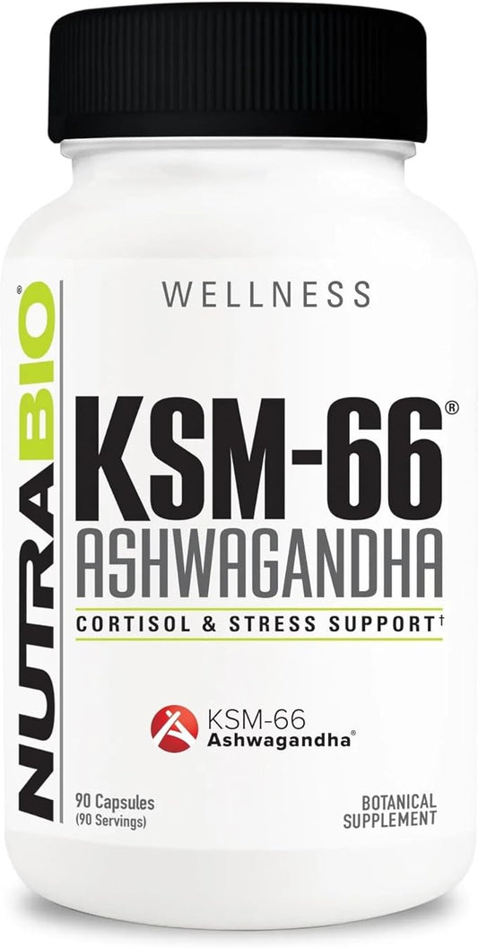 NutraBio Ashwagandha KSM-66 Herbal Supplement for Better Overall Well-Being- Ashwagandha Supplement- 600mg - 90 Vegetable Capsules