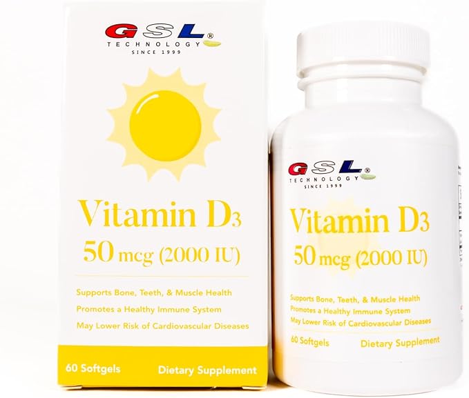 | Vitamin D3 | 50 mcg (2000 IU) Per Softgel | Dietary Supplement for Bone Health | Made in USA | 1 Pack of 60 Count (60 Softgels Total)