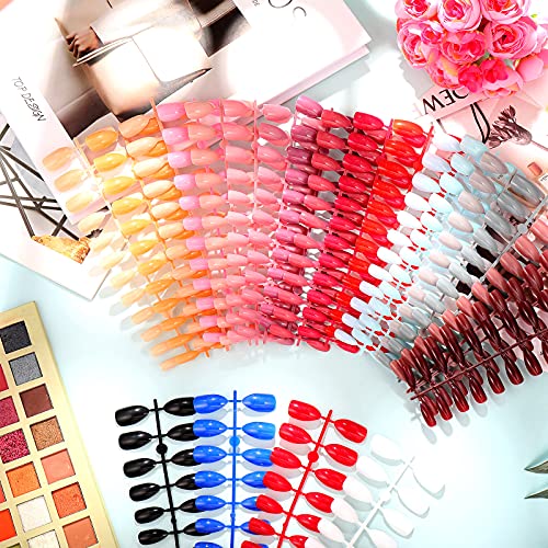 Maitys Almond Press on Nails 36 Colors 864 Pcs Press on Nails, Glossy Full Cover Fake Nails Colorful Artificial Nails for Women Girls Nail Salon Decorations