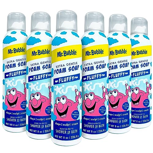 Mr. Bubble Extra Gentle Foam Soap - Fragrance Free Kids Hand and Body Wash 8OZ, Pack of 6
