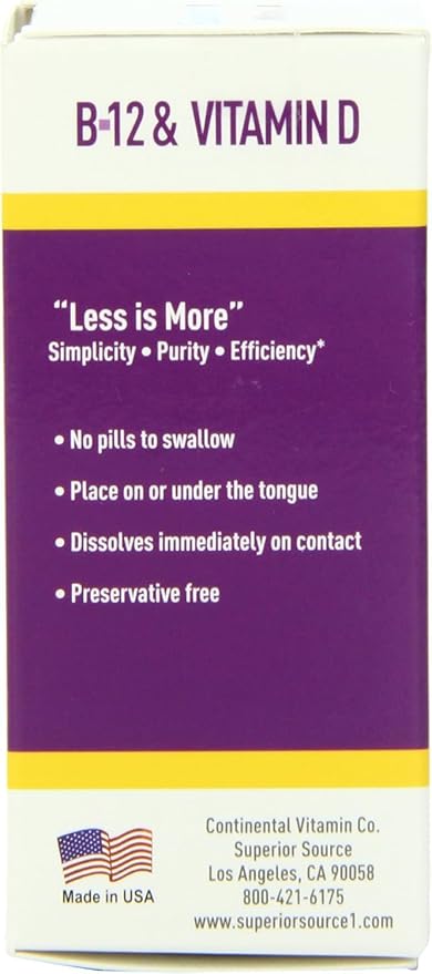 Superior Source NO Shot Methylcobalamin B-12 5,000 mcg with D3 5,000 IU - Energy & Heart Health Supplement - Multivitamin with Vitamin D3 for Bone Support - 100 Instant Dissolve Tablets