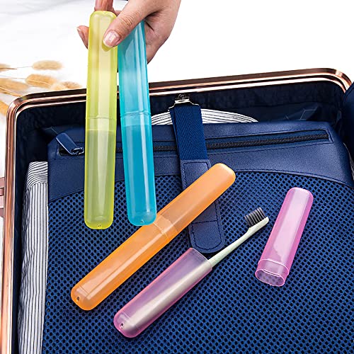 Hedume 35 Pieces Travel Toothbrush Case, 7 Colors Portable Plastic Dust-proof Breathable Toothbrush Holder for Travel, Camping, Home, School, Business