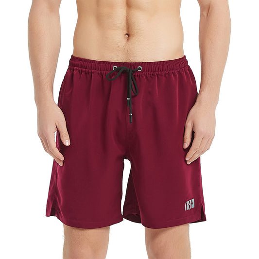 BALCONY & FALCON Men's Drawstring Swim Trunks Breathable Mesh Lining Quick Dry Board Shorts for Swimming Surfing Running Gym Workout Casual Walk XS-XL Dark Red