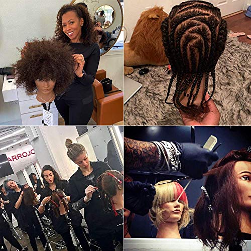 MORRIS 10” Human Hair Training Afro Mannequin Head – Short Curly Hair for Beginners to Practice Braiding, Cutting, Styling – Includes Clamp