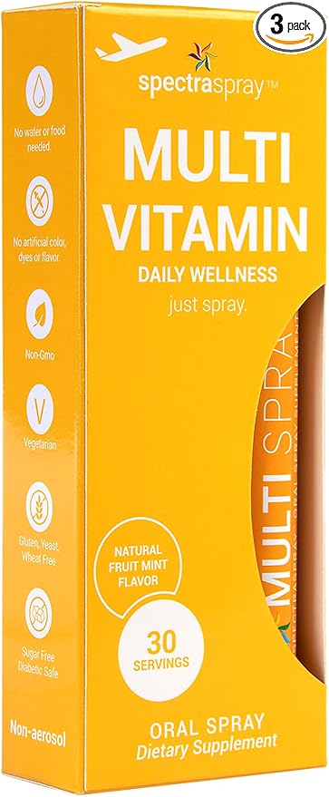 Spectraspray Multi Vitamin Pack - Oral Spray Essential Vitamins B12, D3 & Biotin | Mens Multivitamin | Women's Multivitamin | 30 Day Supply per Spray