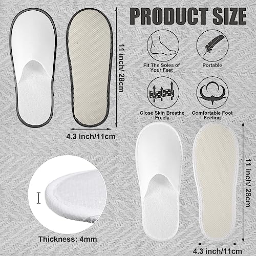 Ramede 80 Pairs Non Slip Disposable Slippers Bulk Hotel Spa Fluffy Closed Toe Indoor Slippers for Guests Men Women Home Wedding Travel Party
