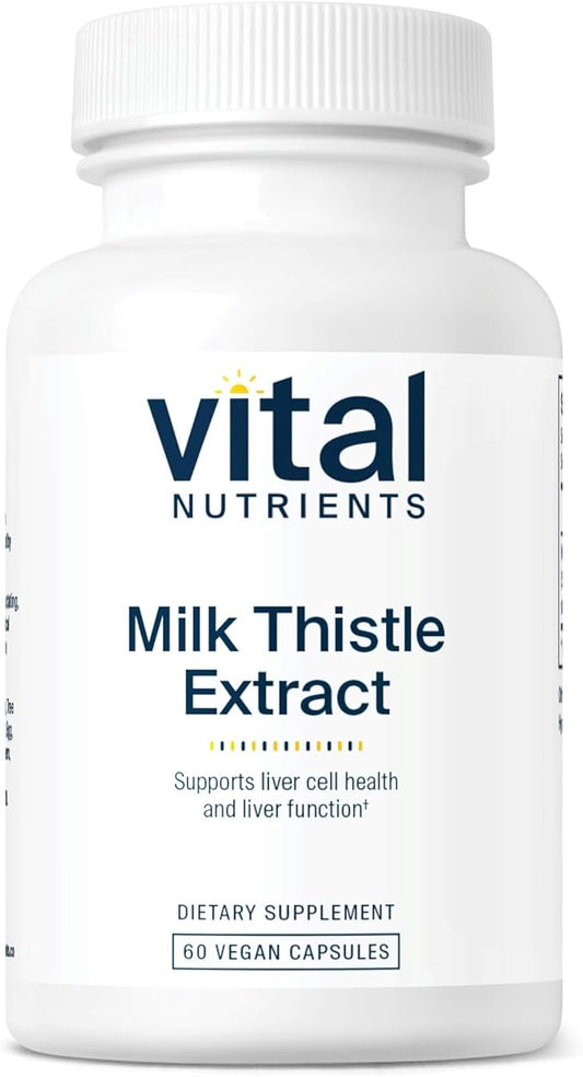 Vital Nutrients Milk Thistle Extract 250mg | Vegan Milk Thistle Supplement for Liver Function & Detox | Antioxidant Support for Glutathione Production | Gluten, Dairy, Soy Free | Non-GMO | 60 Capsules