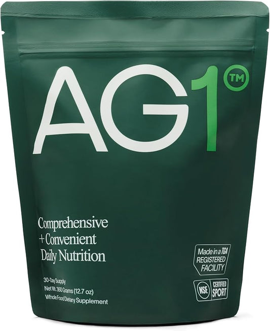 AG1 Greens Powder Supplement | Improve Gut Health | Multivitamin, Probiotic, Gluten Free, Vegan and Keto Friendly | 75 Vitamins (Athletic Greens) - Refill Pouch Only