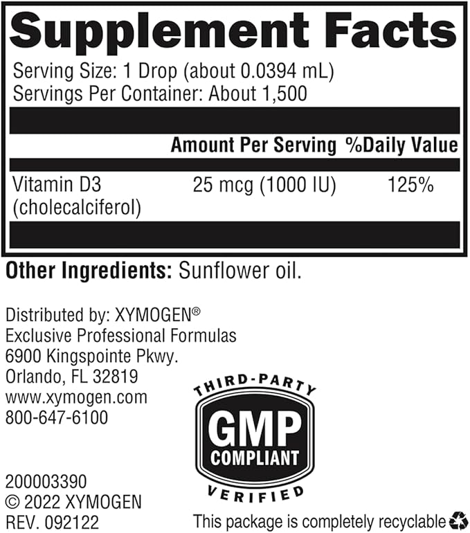 XYMOGEN D3 Liquid (1,500 Servings) + OrganiX PhytoFood Greens Powder (30 Servings) - 1000 IU Liquid Vitamin D Drops with Vegetables, Fruits, Berries, Phytonutrients, Fiber, Probiotics + Enzymes