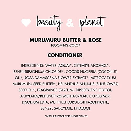Love Beauty And Planet Blooming Hair Conditioner for Color Treated Hair Murumuru Butter & Rose Paraben & Silicone Free & Vegan Hair Care, 32.3 Fl Oz