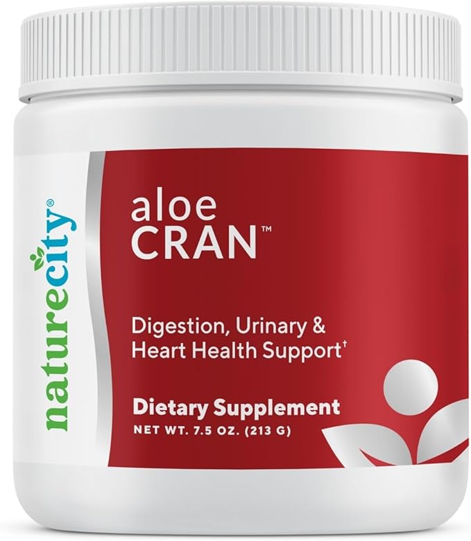 NatureCity AloeCran Sugar Free Drink Mix Supplement | Pure Aloe Vera, Cranberry Powder & Dietary Fiber| Unsweetened Cranberry Concentrate | Supports Digestive, Urinary & Metabolic Health | 30 Servings