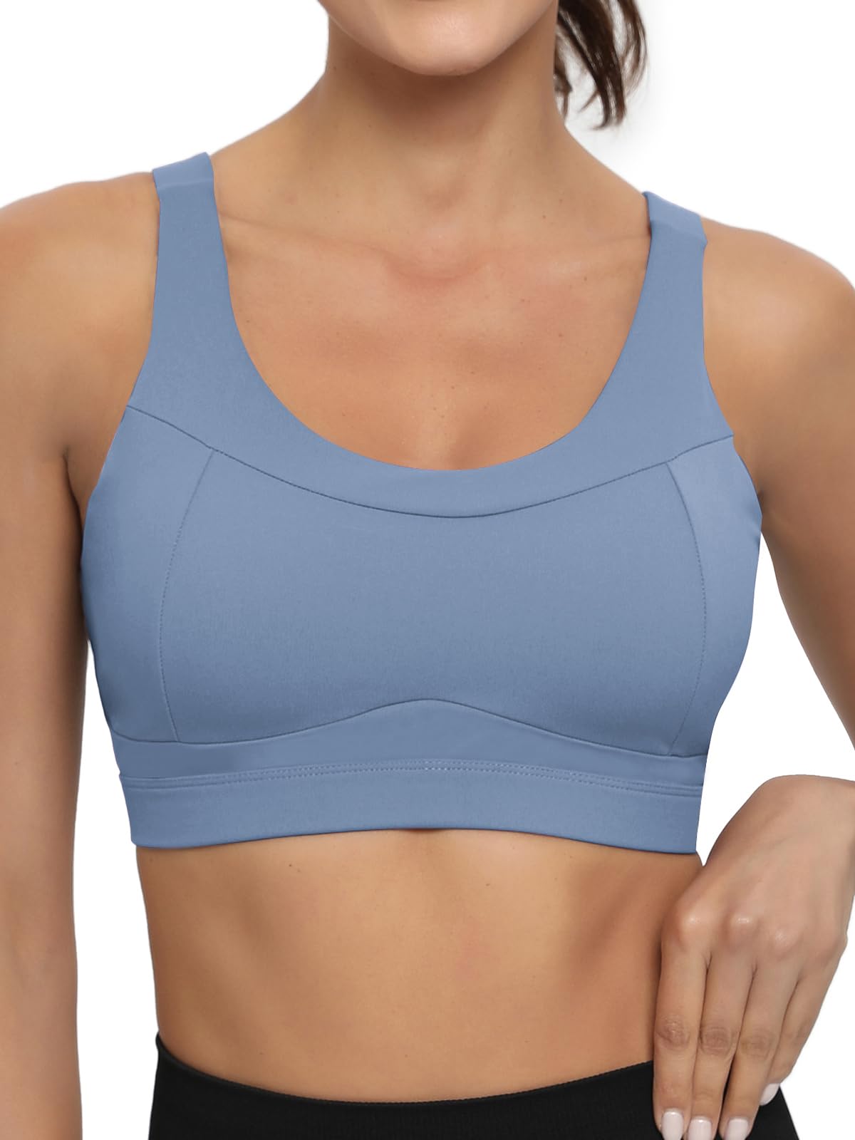 RUNNING GIRL High Impact Sports Bras for Women,Racerback Bra Workout Crop Tops for Women(WX2667 Blue,S)