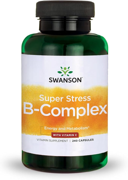 Swanson Super Stress B-Complex - Vitamin Supplement - Formula for Healthy Energy Levels - (240 Capsules)