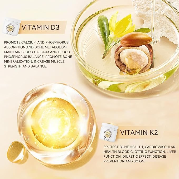 Vitamin D3 10000 IU with 200 mcg MK7 Vitamin K2, Immune & Joint Health Gluten Free, GMO-Free, Dairy Free, 300 Gels (1)