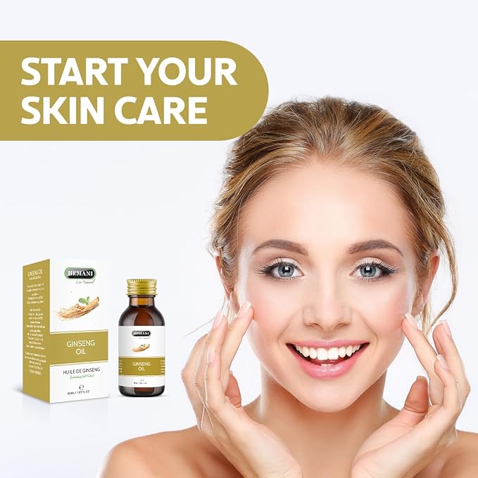 Hemani Ginseng Oil 30ml, Aceite de Ginseng, 100% Natural Herbal Ginseng Serum for Hair and Skin Care, Premium Ginseng Oil for Nourishing and Revitalizing Hair & Skin