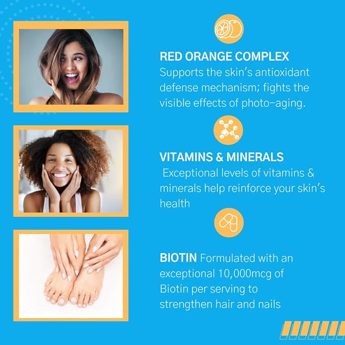Consult Health Beaute Caps PRO - Supports Healthy Hair, Skin and Nails - 10,500 mcg Biotin for Hair Vitamin B7 - Red Orange Complex - MSM - Collagen - Anti-Aging Supplement for Women & Men - 180 Count