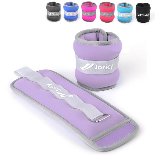 Ankle Weights, Wrist Leg Arm Weights for Women Men Kids Child with Adjustable Straps,A Pair Of 1LBS(0.5LB Each Weight) Strength Training Weighted for Jogging, Running, Walking, Fitness, Light Purple