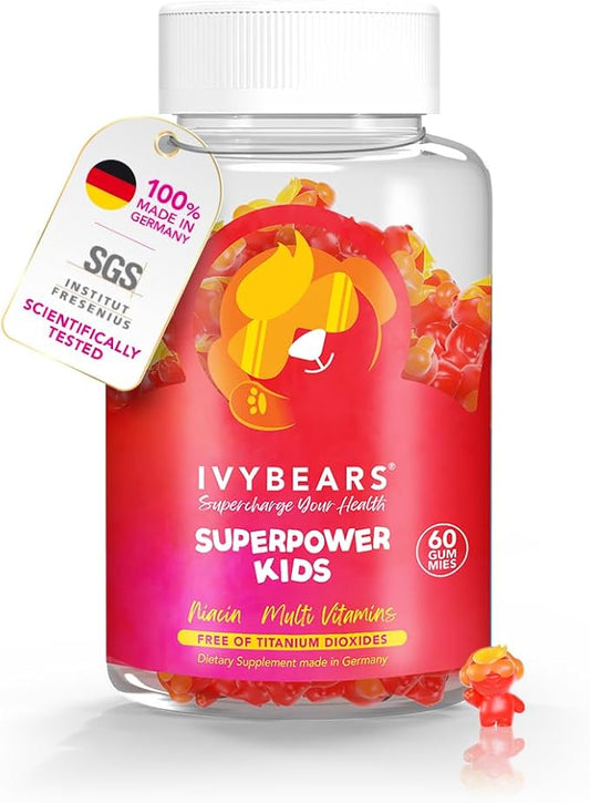 Superpower Kids | Berry-Flavored Multivitamins | Vitamin C, D2, B6, and A | Made in Germany with Expert Care