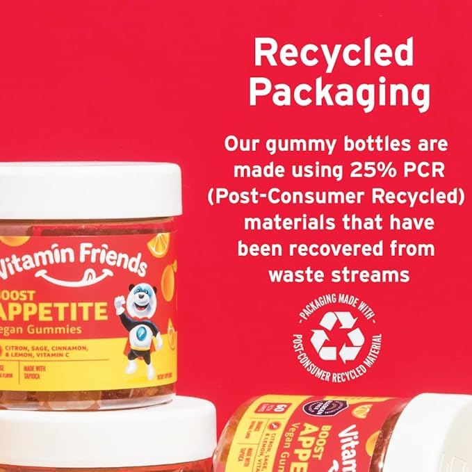 Vitamin Friends - Natural and Vegan Appetite Stimulant Gummies for Children- Zero Allergen Kids Vitamins - Orange Flavor (60 Gummies)