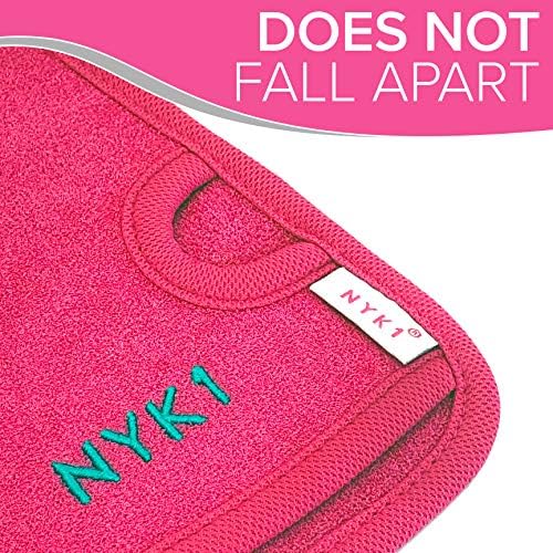 Dead Skin Exfoliating Mitt Deep Pore Cleansing Exfoliating Glove (Pink, Large) at Home Microdermabrasion Dead Skin Remover for Body - Natural Plant Fibre Shower Gloves Exfoliating for Women and Men