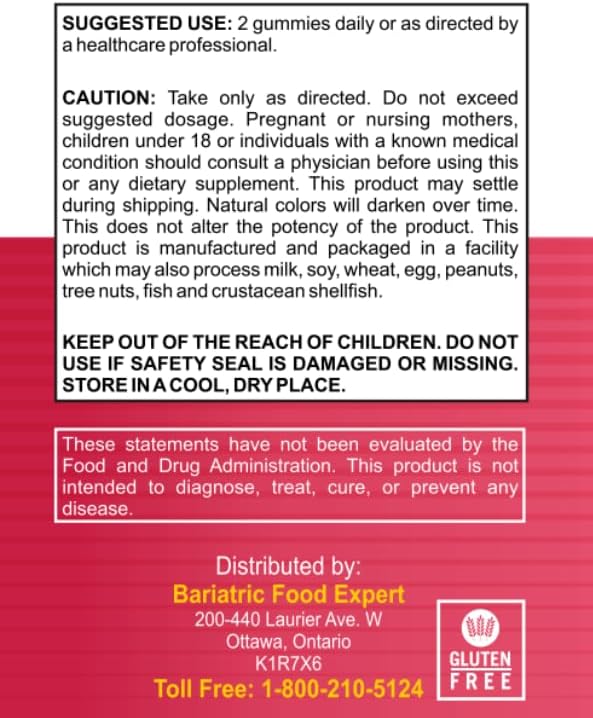 Bariatric Expert Hair Vitamin Gummies – Fast-Melting Dietary Supplement for Adults Post Bariatric Surgery, Nutritionist Recommended, Essential Daily Formula for Optimal Wellness - 60 Count