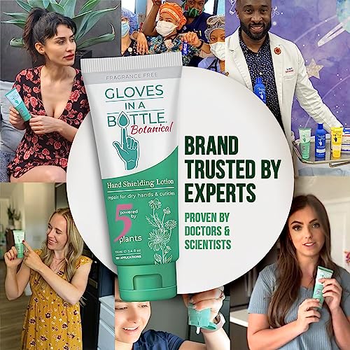 Gloves In A Bottle – Shielding Lotion for Dry Skin, Hand Lotion Travel Size, Protects & Restores Dry Cracked Skin (3.4 Fl Oz (Pack of 1), Botanical)