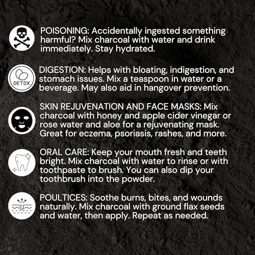 Activated Hardwood Charcoal Powder | Supports Skin, Body, Oral Health, Teeth Whitening | Dietary Supplement