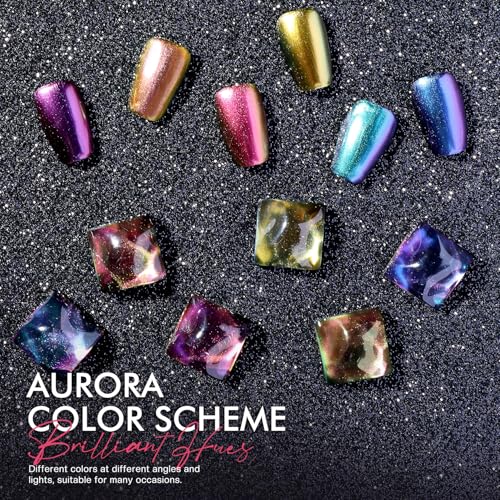 Morovan Fingernail Nail Polish Set: Holographic Metallic Lacquer Air Dry Nail Polish Regular Nail Pack 0.27oz Glitter Finger Nail Bulk Toenail Polish Kit Gift for Women