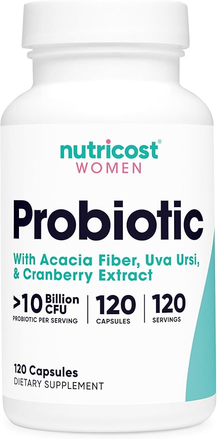 Nutricost Probiotic for Women 10 Billion CFU, 120 Capsules - Complex with Acacia Fiber, Uva Ursi & Cranberry Extract, Non-GMO & Gluten Free
