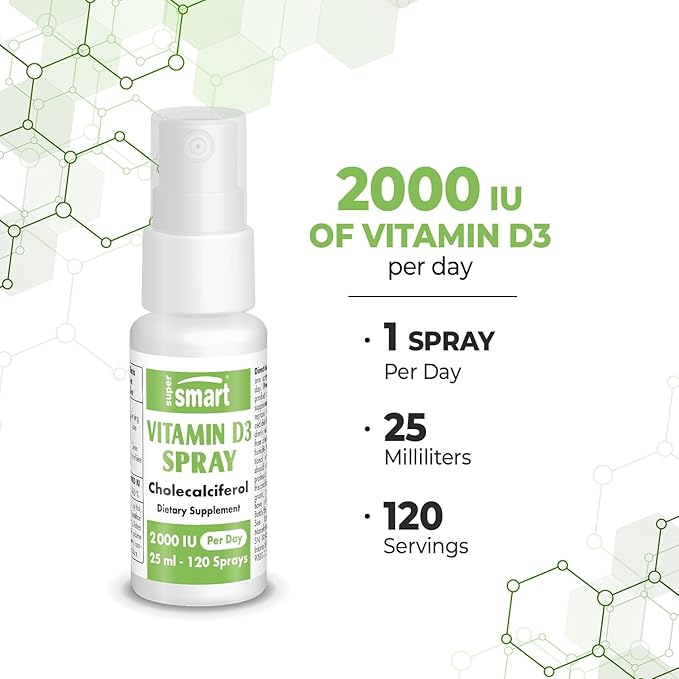 Supersmart - Vitamin D3 Spray 2000 IU (Cholecalciferol) | Non-GMO & Gluten Free - 25 ml