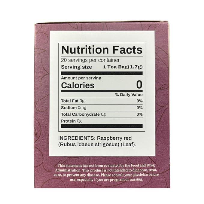 Organic Positively Botanicals Company, Raspberry Leaf Herbal Tea Bags, 20 Count