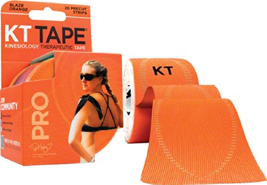 KT Tape, Pro Synthetic Kinesiology Athletic Tape, 20 Count, 10” Precut Strips, Blaze Orange