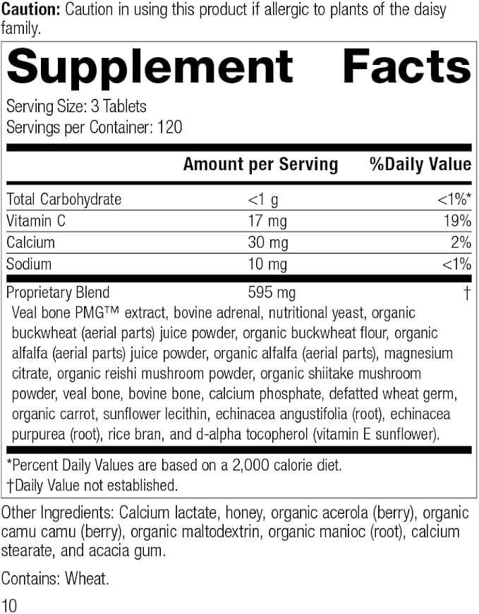 Standard Process Cataplex C - Immune Support, Adrenal Support, and Skin and Bone Health Supplement with Vitamin C, Magnesium Citrate, Calcium, Sunflower Lecithin, and More - 360 Tablets