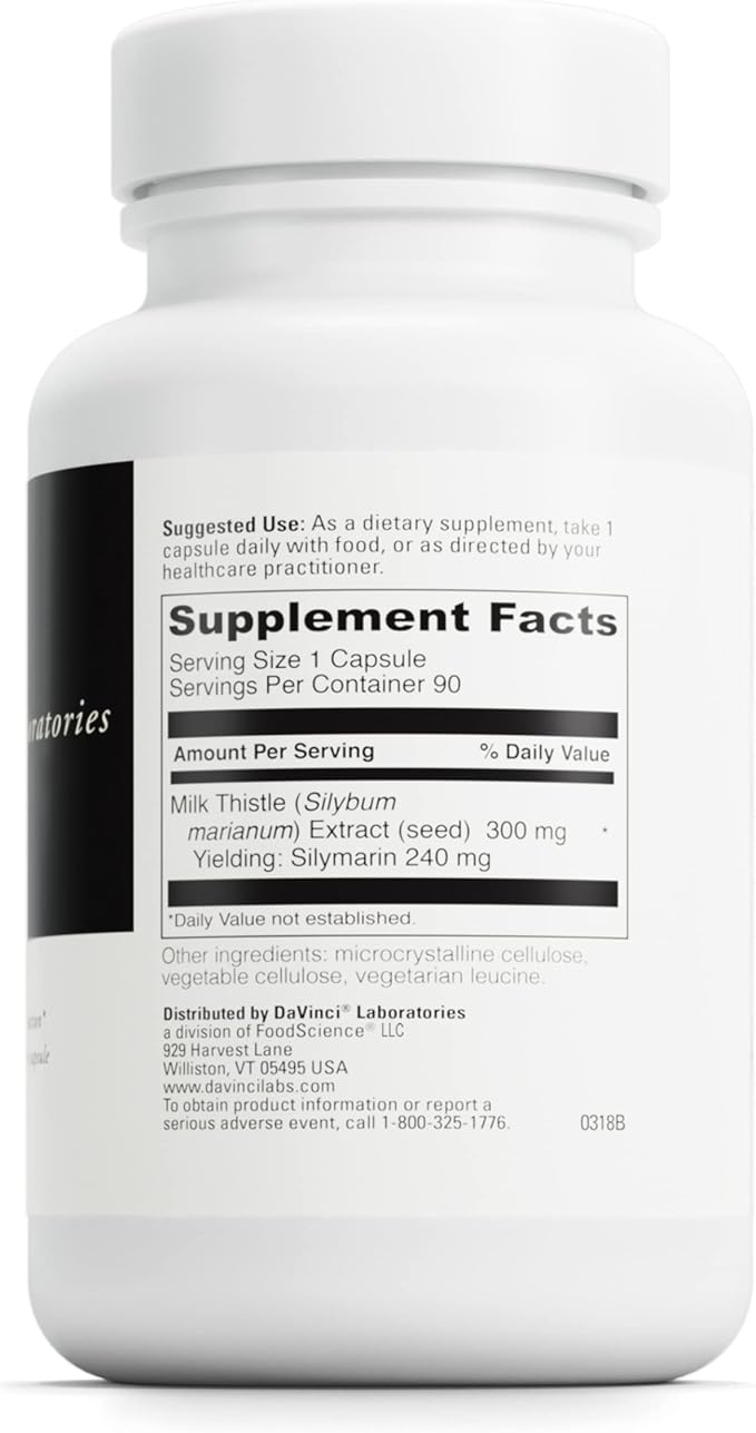DAVINCI Labs Milk Thistle - Nutritional Supplement to Support Liver Function, Kidney Health and Healthy Digestion* - with Milk Thistle and More - Gluten-Free - 90 Vegetarian Capsules