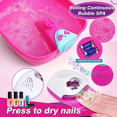 Golray Kid Foot Spa & Nail Kit, Girl Gift for 5 6 7 8-12 Year Old Toys Manicure Pedicure Art Salon, Massage Bubble & Music Foot Soak Tub, Spa Day Sleepover Party Supply Christmas Girl Birthday Gift