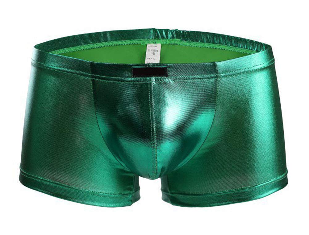 Mendove Mens Liquid Metallic Hot Body Boxer Swimsuit Waterproof Size Medium Green